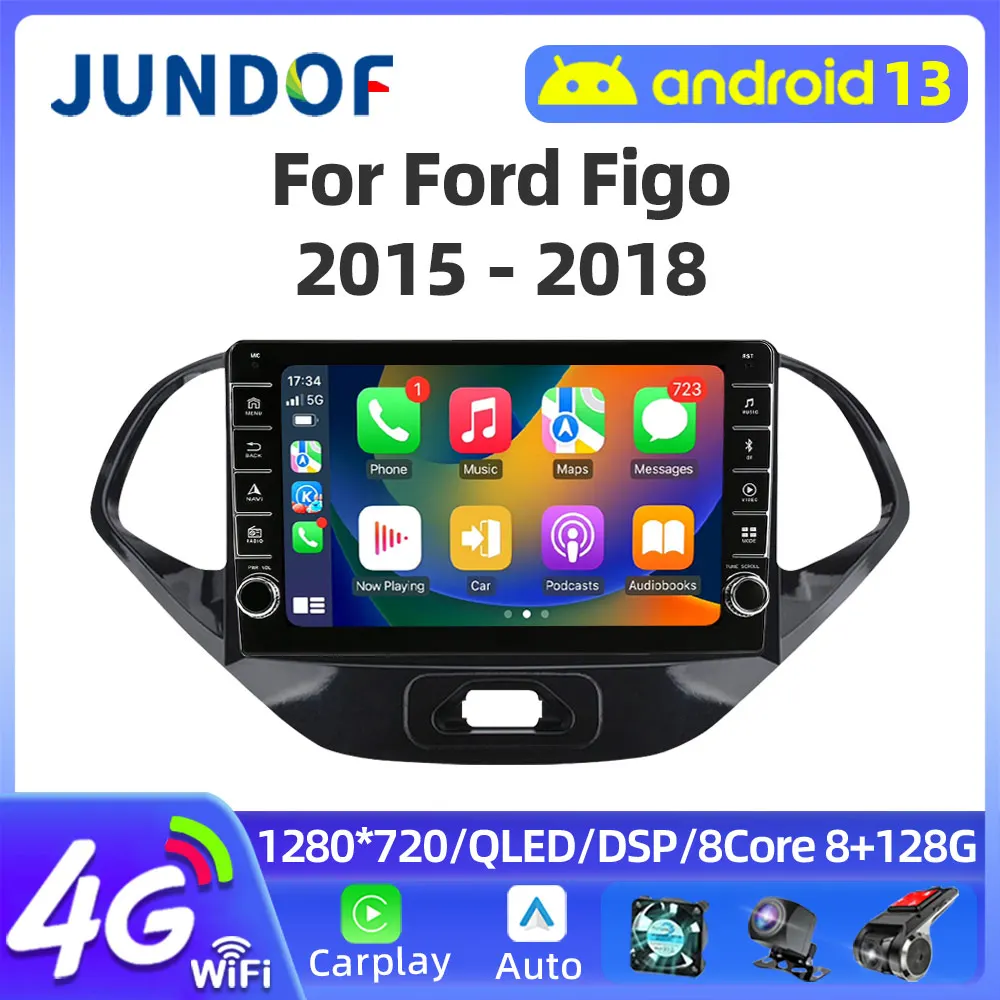 

9" Car Radio For Ford FIGO 2015-2018 Android 12 GPS Navigation Auto Multimedia Player Wireless Carplay Rear Camera WIFI BT 4G