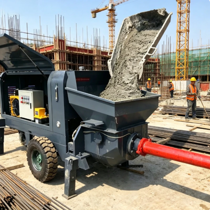 Diesel Concrete Pump Mobile Hydraulic Delivery Pump CE Certified For Building Construction And Concrete Pouring Projects