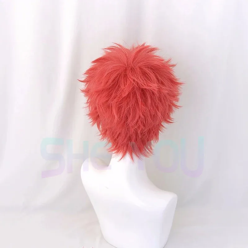 Akaza Cosplay Wig Rose Short Hakuji Hair Heat Resistant Synthetic Wigs + Wig Cap
