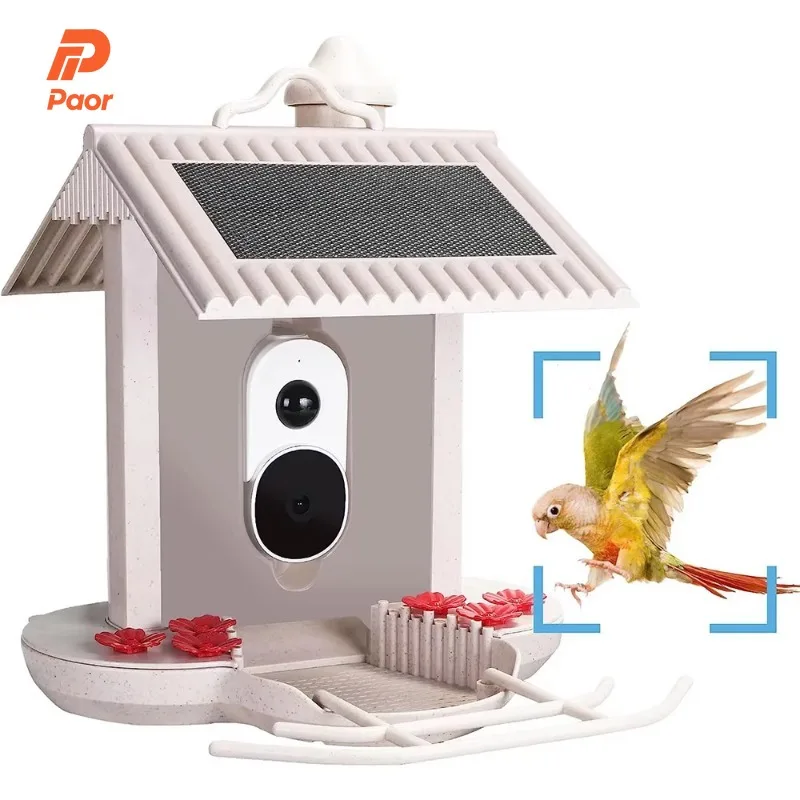 1.5L Night Vision 120 Degree View Angle IP65 Waterproof Smart Bird Feeder With Camera Solar Panel Wifi Outdoor Camera