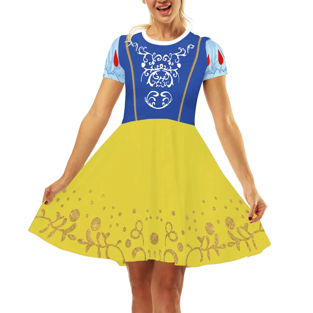 

Женские платья принцессы на Хэллоуин с цифровым принтом и круглым вырезом, повседневное праздничное платье, костюм для ролевых игр, костюм для косплея