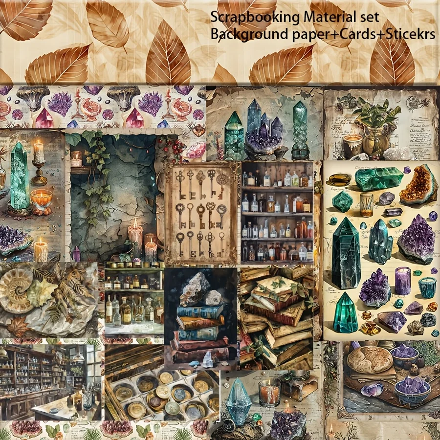 JAIIMAN 64 قطعة من ورق الخلفية والبطاقات والملصق، مع كريستال، لبطاقة الهدايا، حرفة الورق DIY، مجلة غير المرغوب فيها، سجل القصاصات، ديكور