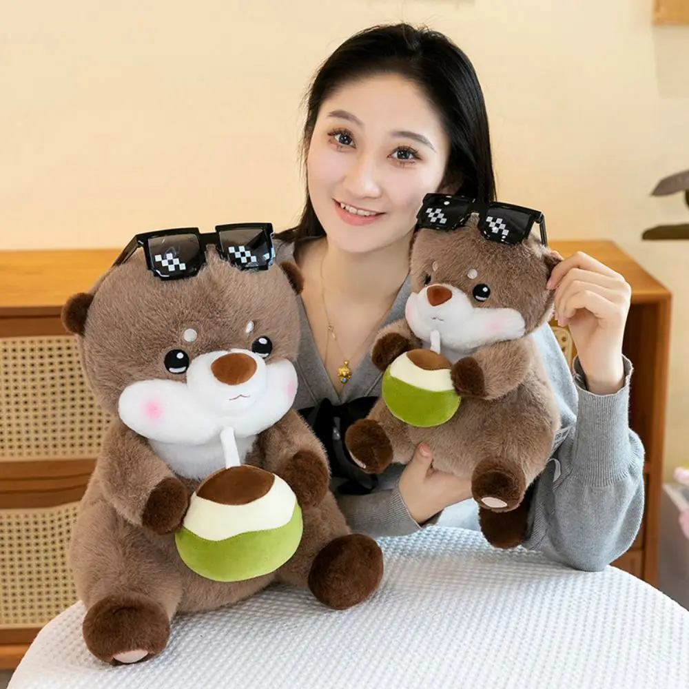 

Drink Coconut Juice Otter Plush Toys Wild Animal Simulation Sea Otter Plush Room Decor Soft Pillow Stuffed Otter Doll Boys Girls