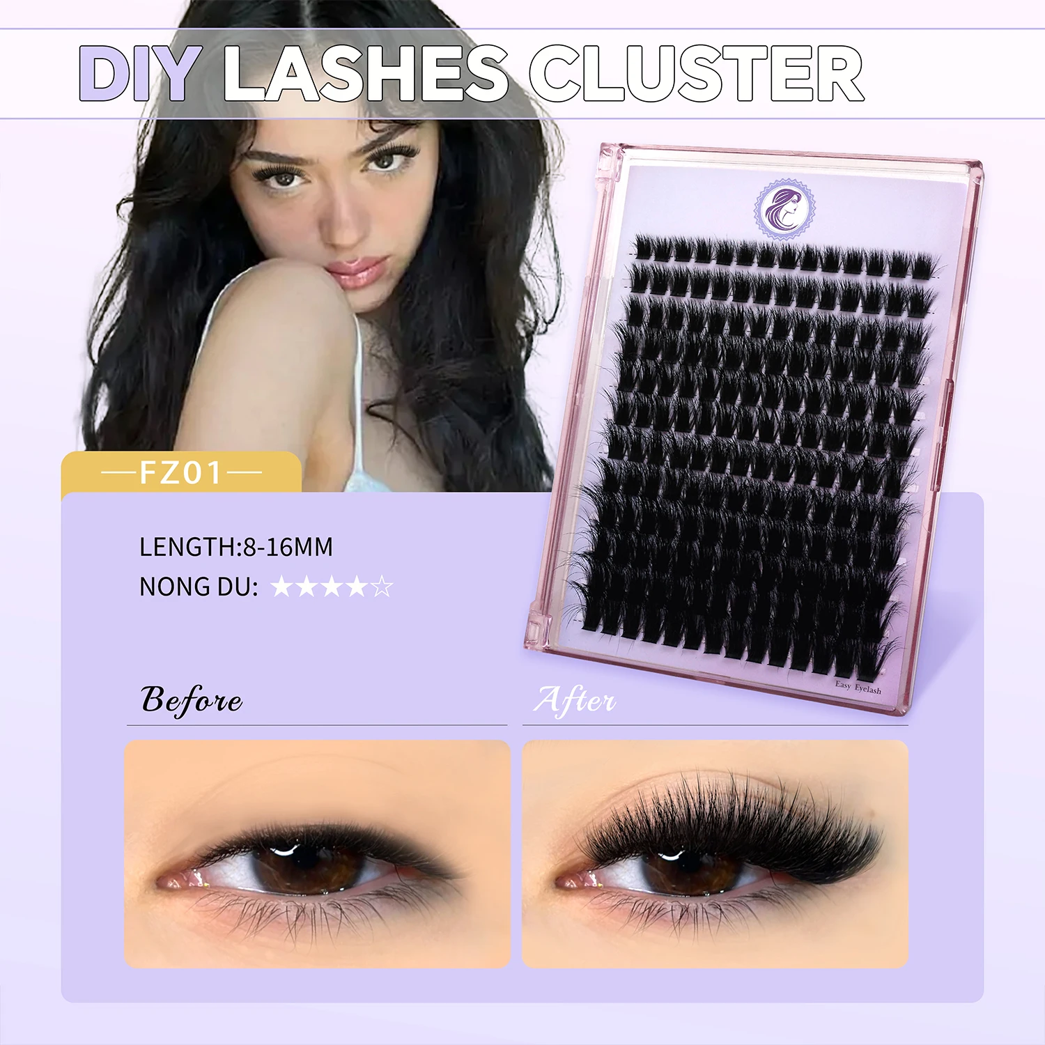 GROINNEYA ふわふわラッシュクラスター DIY まつげエクステ ふわふわボリュームラッシュ ナチュラルな太い個別まつげ 3D フェイクミンクまつげ