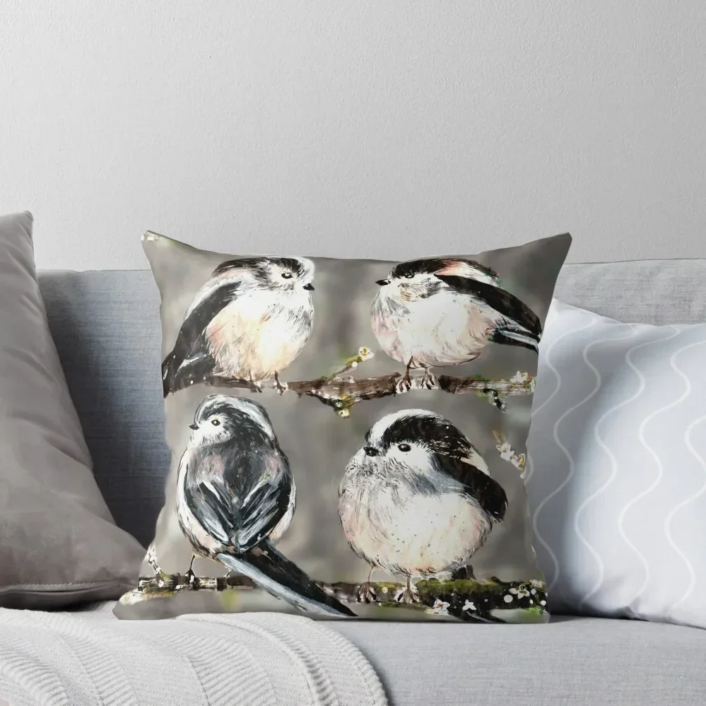 The Long-Tailed Tits Throw Pillow Throw Pillow Cushions Cover Christmas Covers For Cushions Pillow Covers Decorative