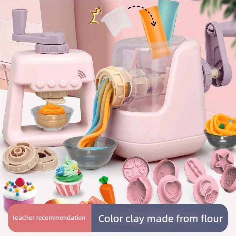 Toddler DIY Clay Craft Set, Noodle Ice Cream Maker Machine with 28 Pcs Molds, Non-Toxic Ultra-Light Clay Playset for Kids Birthd view 3