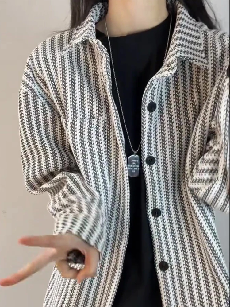 

Cleanfit Long Sleeve Shirt Jacket Men's Spring Fishbone Pattern Luxury Style Collar Stand-up American High-end Feeling Coat