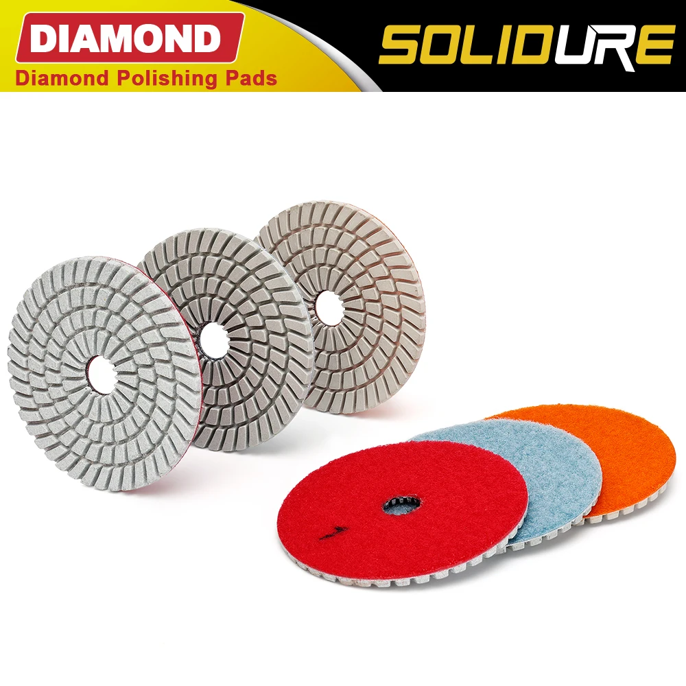 3pcs/set 100mm 4 inch wet diamond 3 step polishing pads for granite,marble and Engineered stone