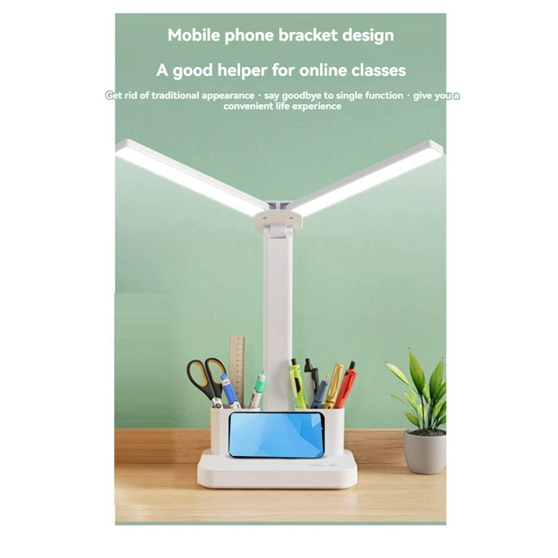 MAKE LED-Lâmpada de mesa-Luz-Com-2-Pen-Suportes-Control-Touch-Plegável-Olho-Cuidado-Lâmpada de mesa-Para-Escritório-Home-Reading-Study