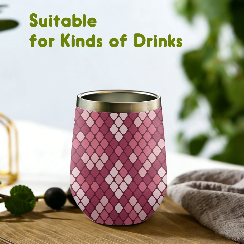 Abstract Snakeskin Design Vacuum Flasks 12oz Insulated Wine Tumbler Vacuum Coffee Mug Egg Shape Thermos Cup