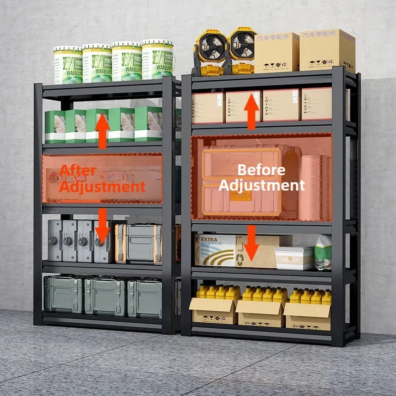 Home Use Steel Made Floor Standing Multi-Layer Storage Rack Commercial Underground Warehouse Shelf Organizing System