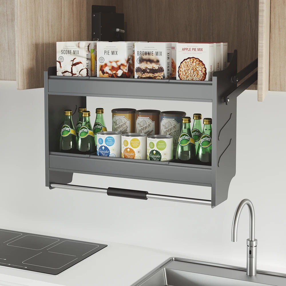 Kitchen Accessories Pull Down Storage Organizer Drop Out Basket Vertical Up-and-down Movement