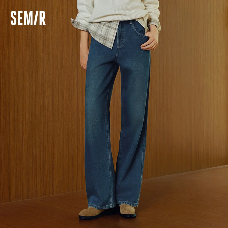 Semir جينز نسائي من الصوف بأرجل واسعة مريح بتصميم عتيق لشتاء 2025 سروال طويل الساق على الأرض ملابس نسائية عصرية #2