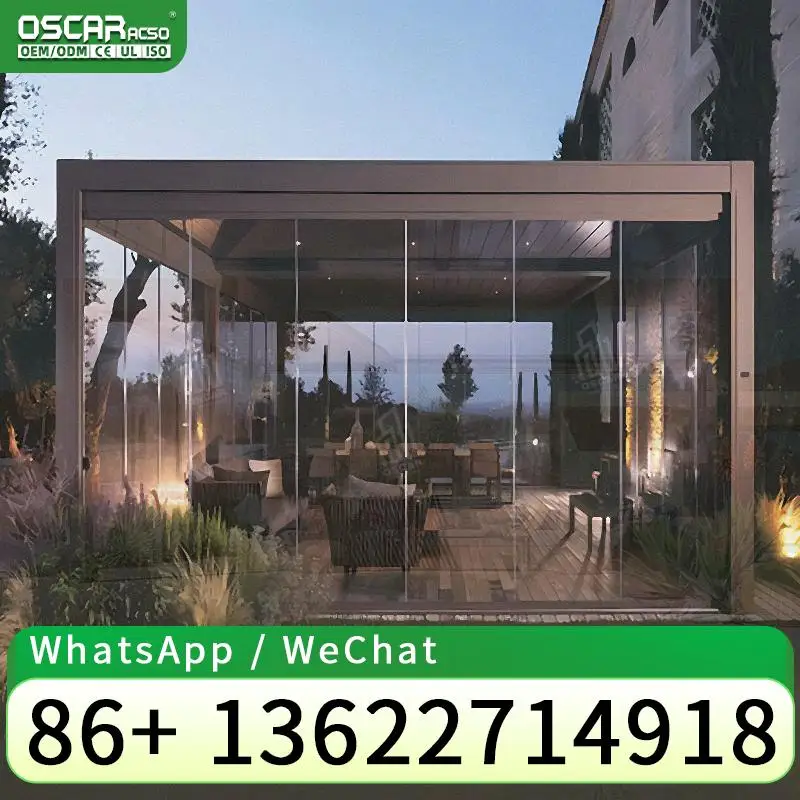 عريشة خارجية مع كوة قابلة للتعديل ووظيفة التحكم عن بعد، غطاء فناء قابل للتعديل لحديقة الشرفة والفناء الخلفي p