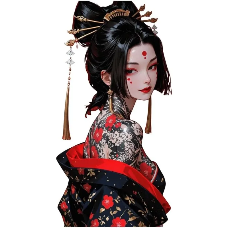 1Pc Japanese Cyber Demon Girl Vinyl Sticker, Waterproof Decal For Car Trunk Motorcycle Decor, Holiday Gift