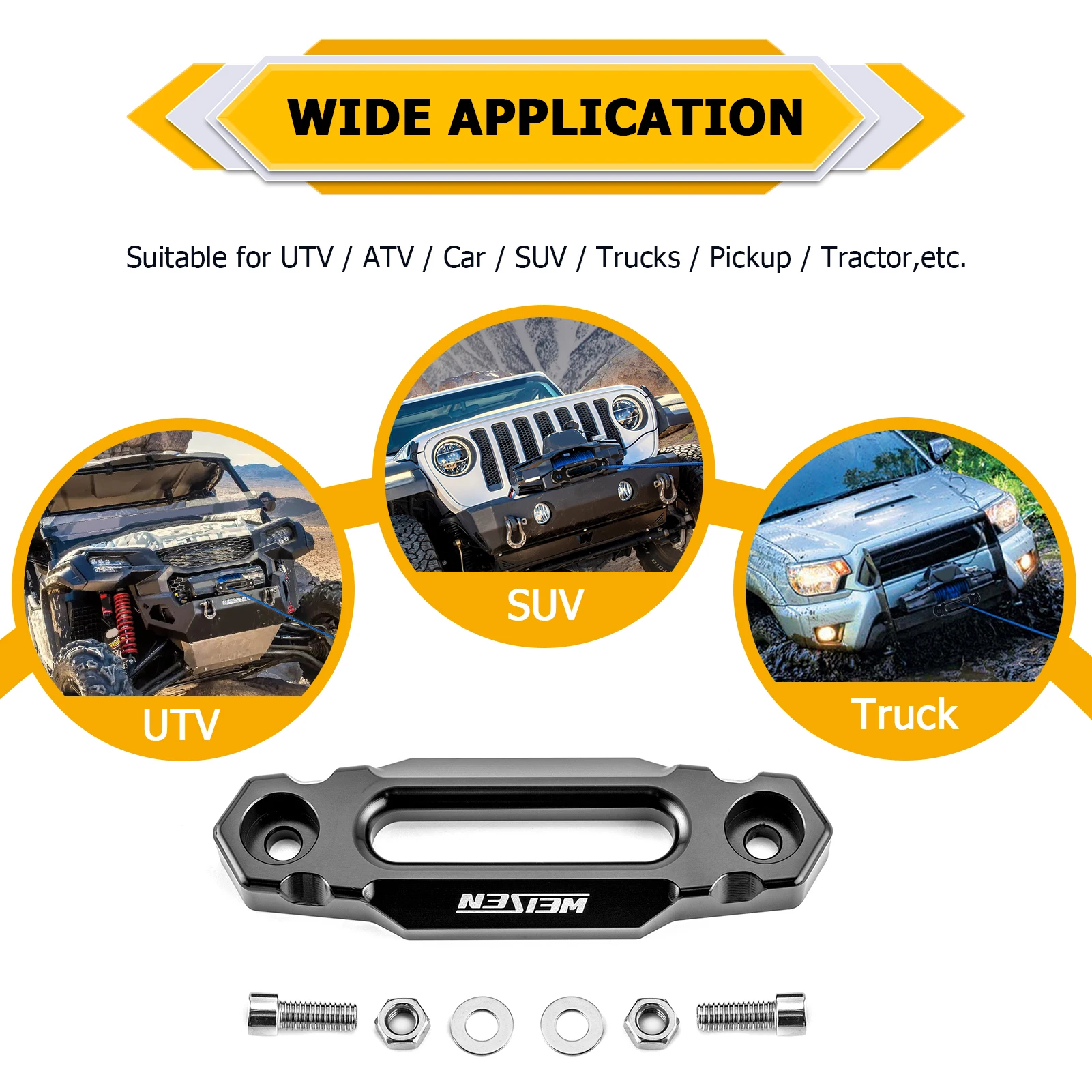 

ATV Black Aluminum Hawse Fairlead 2000-3500 LBs ATV Winch 4 7/8 "(124 мм)