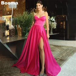 Booma A-Line Elegant Prom Dresses Sweetheart Sleeveless Satin Formal Occasion Gowns for Women High Side Slit Evening Dresses