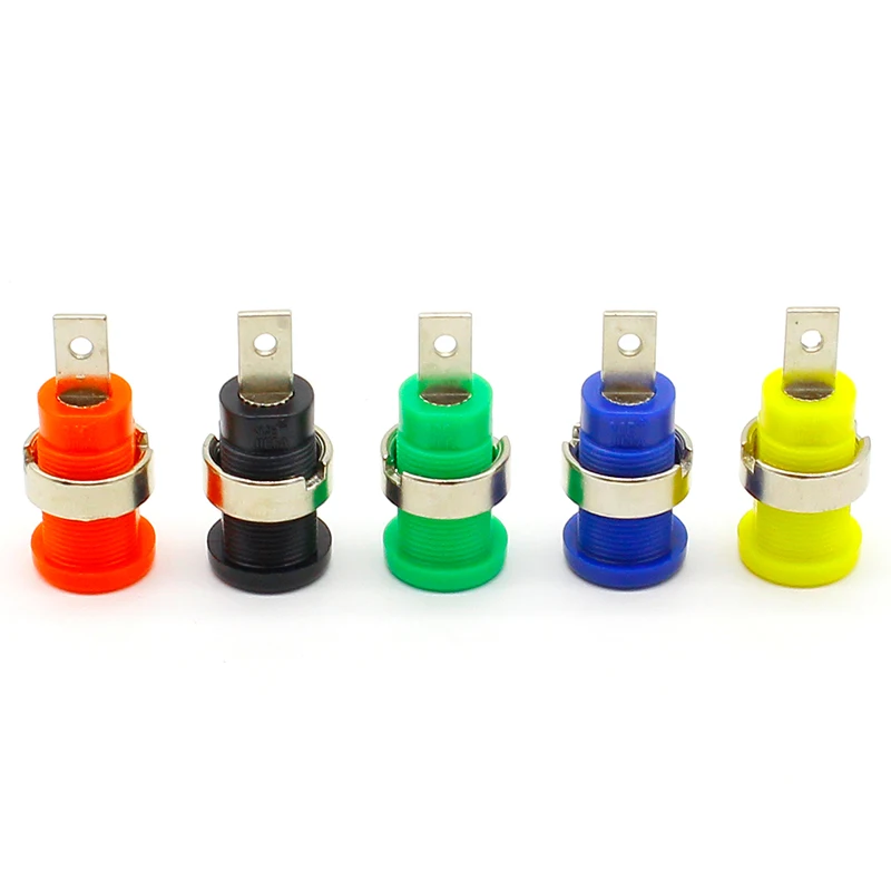 5pcs Banana plugs black+red+blue+yellow+green banana female jack binding post wire connector mix colors