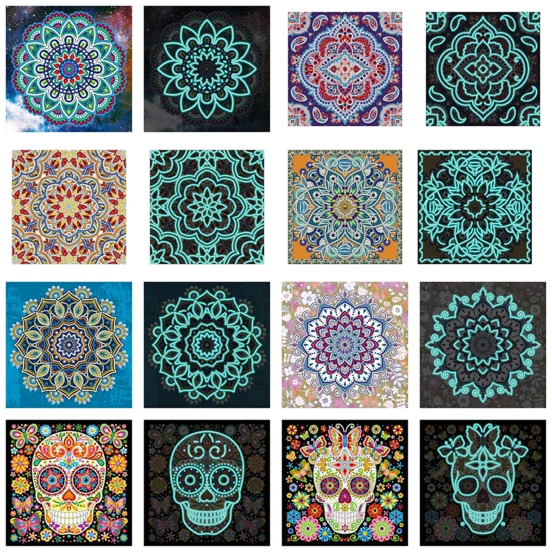 DIY Diamond Painting Luminous Special Shape Drill Mosaic Kits Glow Diamond Painting Cross Stitch Wall Home Decoration Mandala