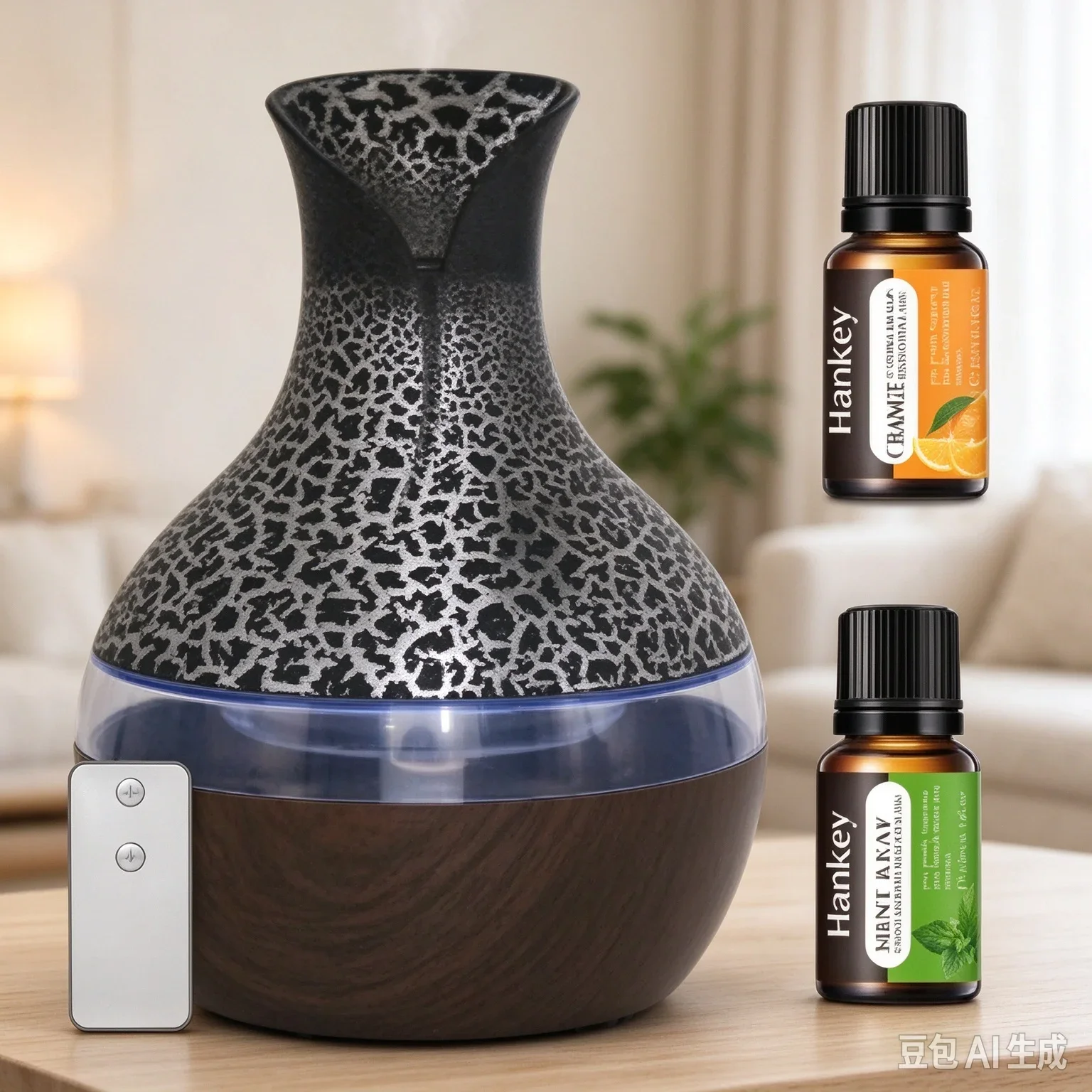 300ml Portable Essential Oil Humidifier, USB Rechargeable Aromatherapy Diffuser for Desktop & Car, Personal Mist Humidifier with 2 Bottles of Essential Oils, for Relaxation & Better Sleep
