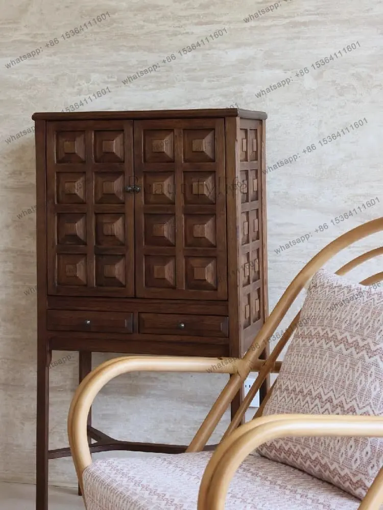 

American retro solid wood dining side cabinet surprised by the dead wind living room rack storage cabinet