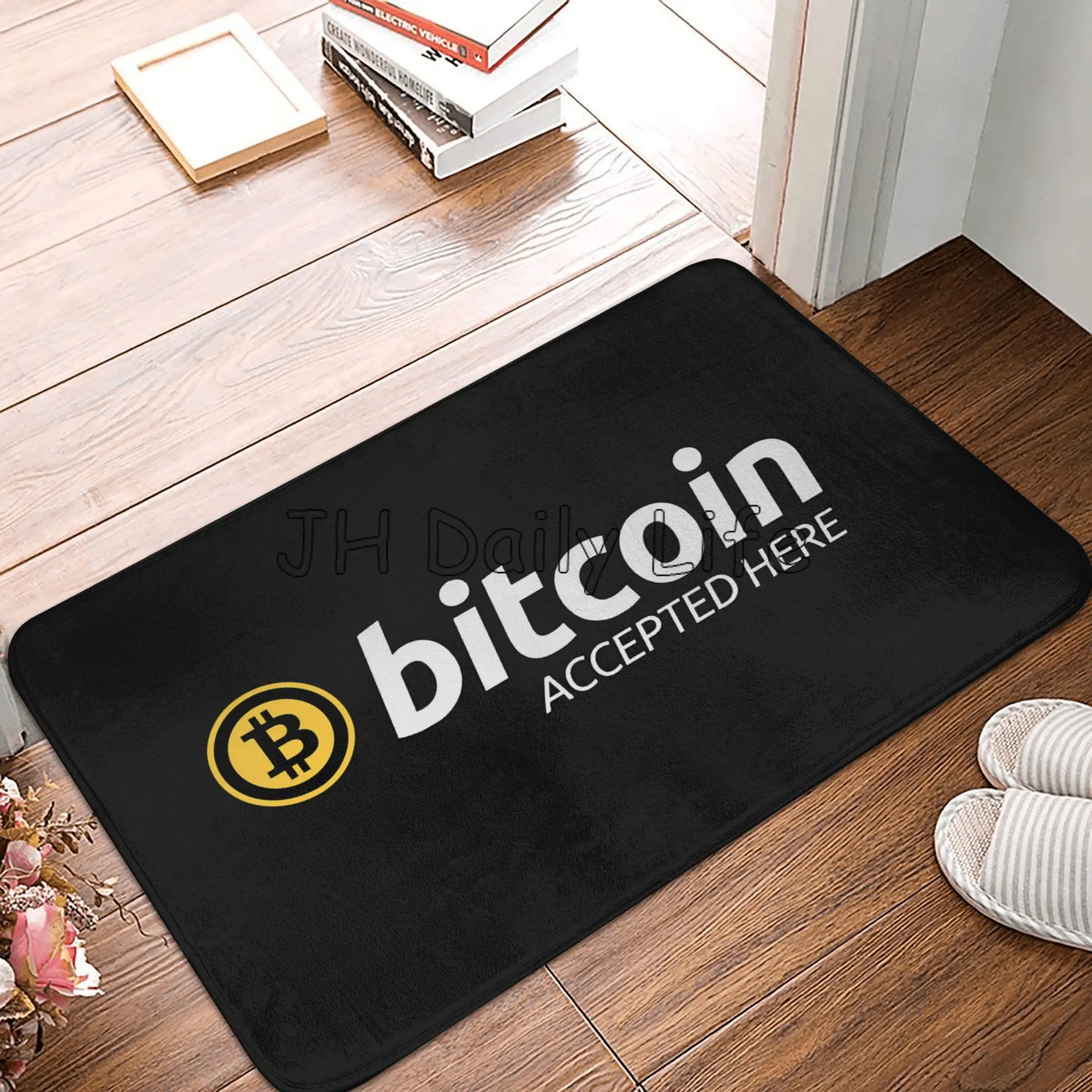 Bitcoin Logo Pattern Front Door Floor Entrance Mat BTC Cryptocurrency Blockchain Kitchen Bathroom Doormat Bedroom Carpet Rug