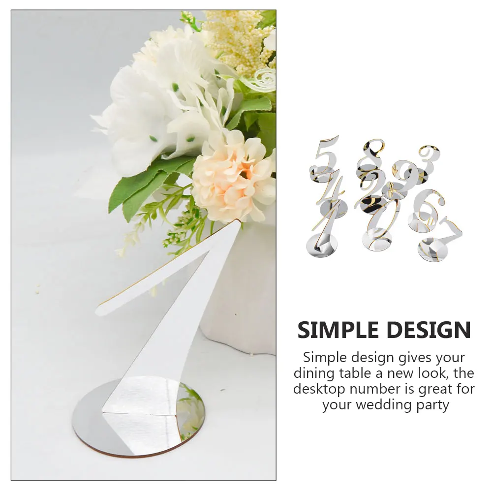 

10 Pcs Digital Seat Card Signs for Wedding Acrylic Table Number Numbers Reception with Base Decor Ceremony