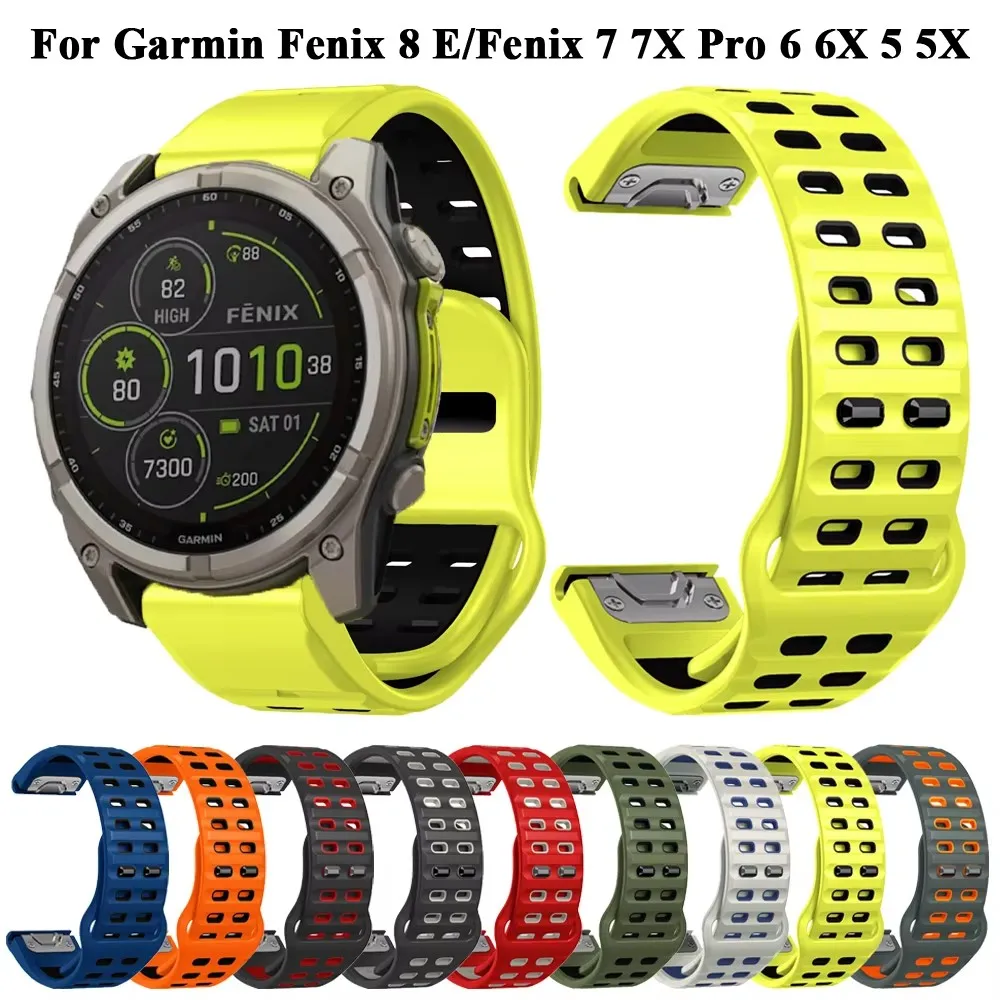 22 26MM Silicone Watchband Strap for Garmin Fenix 7/7Pro/7X/6X/6 Pro/5X/5 Plus/Epix/8 8X E 965 WristStrap Replaceable Bracelet