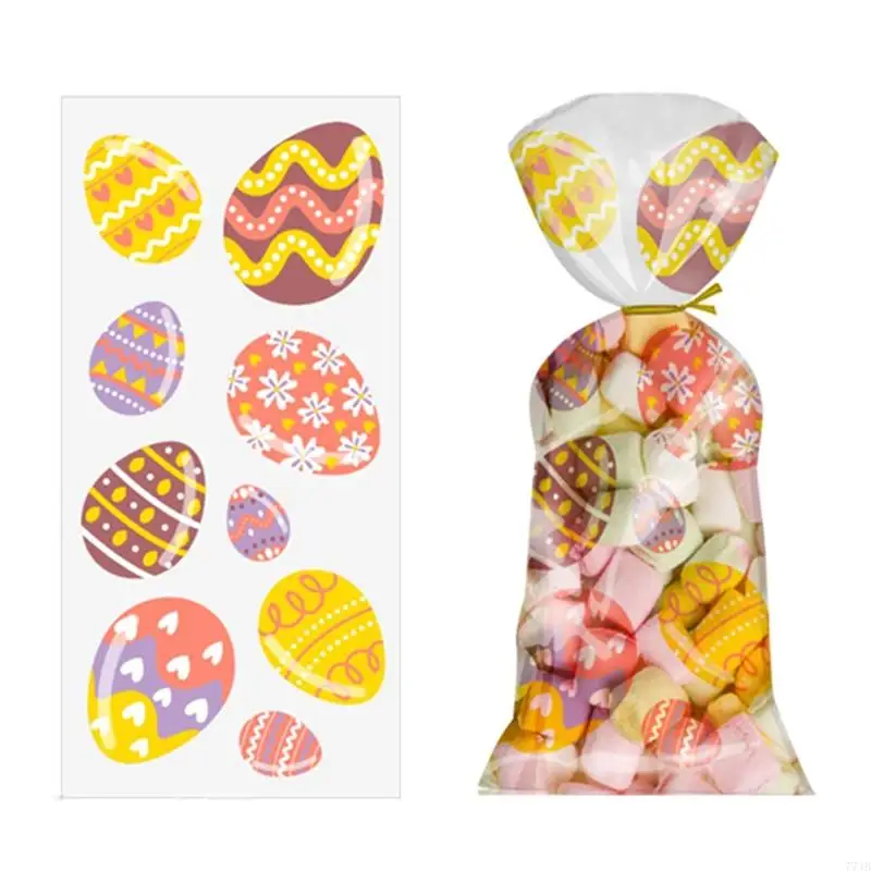 77JB 100 PCS Easter Cellophane أكياس مع Twist Ties Holiday Favor Treat Pegh Lape for Chocolate Facs Cookie Place Hight