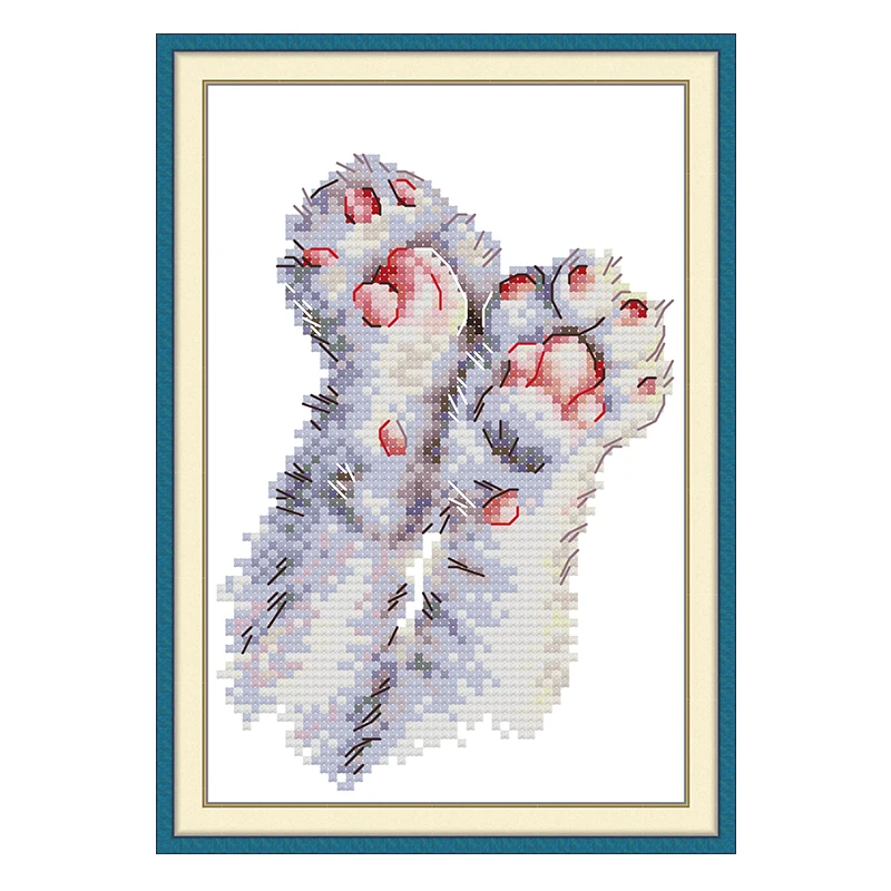 Cat Paws Patterns Counted Cross Stitch Set DIY 11CT 14CT 16CT HD Stamped DMC Cross-stitch Kit Embroidery Needlework Home Decor
