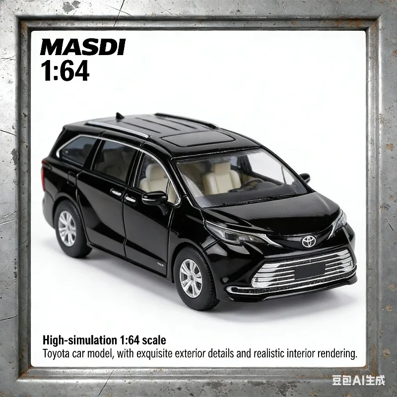 

MASDI 1:64 Модель автомобиля Toyota Sienna MPV из литого сплава, коллекционная игрушка для мальчиков, подарок на праздник, предмет декора.