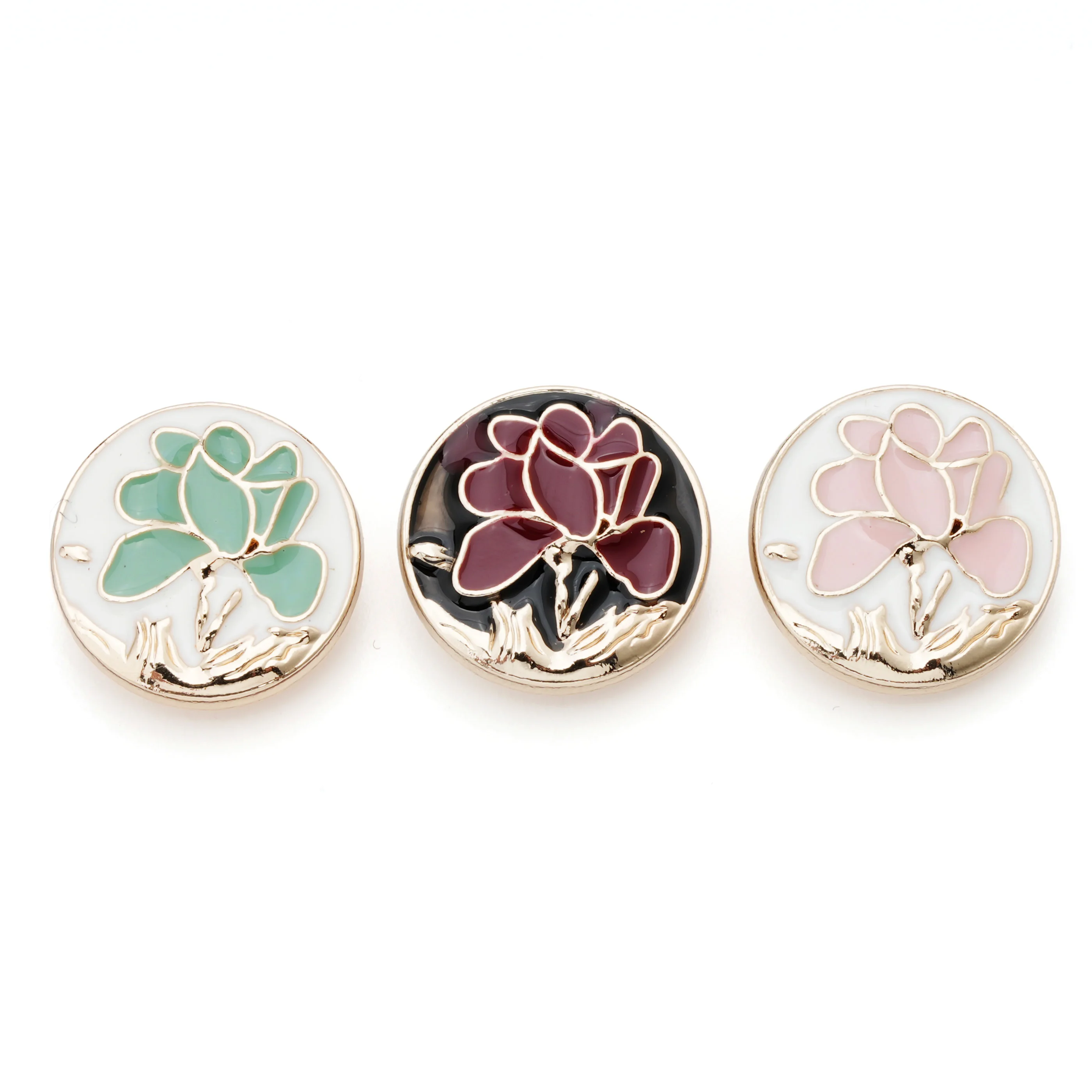 Button Hole Cutter - 5 szt. kolorowych emaliowanych kwiatowych okrągłych