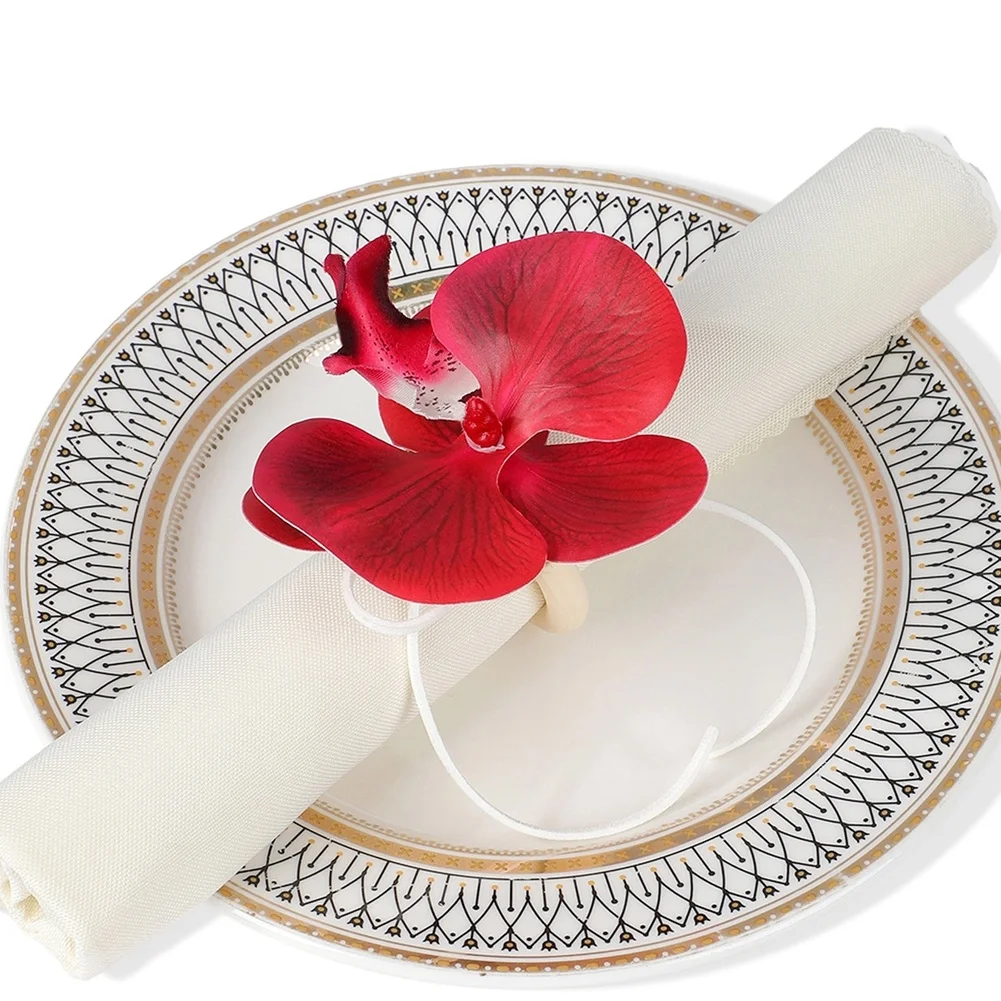Wooden Napkin Rings with Subtle Orchid Texture Nordic Style for Wedding Catering Services and Hotel Dining Table Decor