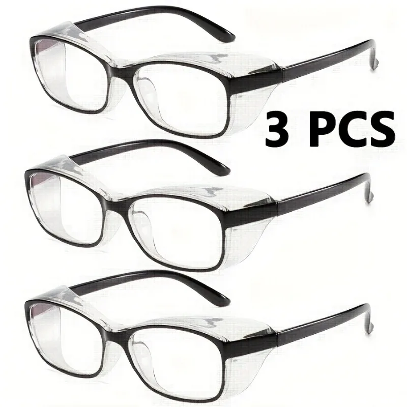 3PCS Colors Safety Glasses Clear Flat Light Anti-fog Eye Protection & Perfect Gift