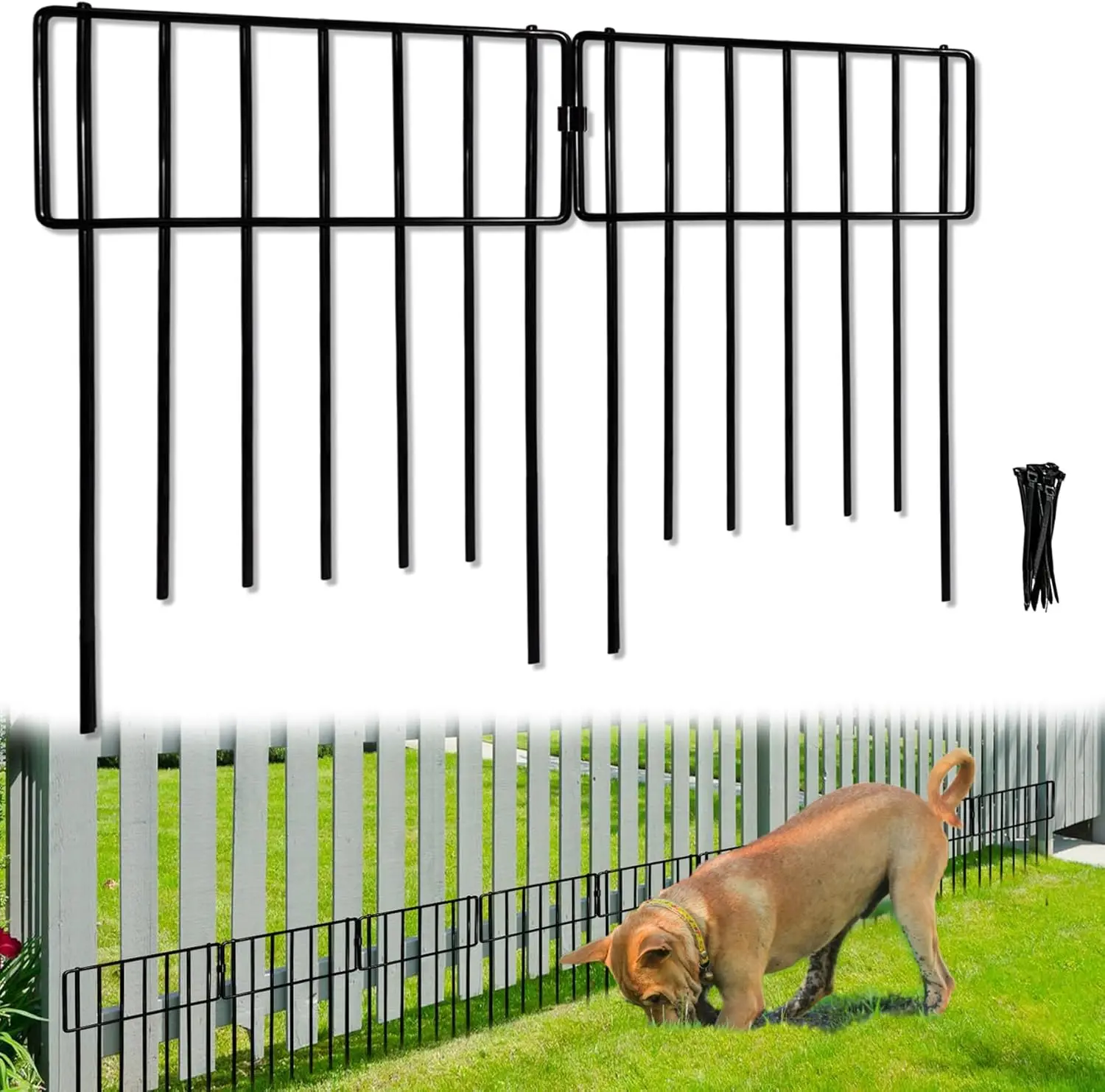 

26 Pack No-Dig Garden Fence, 17in High Rustproof Metal Wire Barrier for Dogs and Rabbits