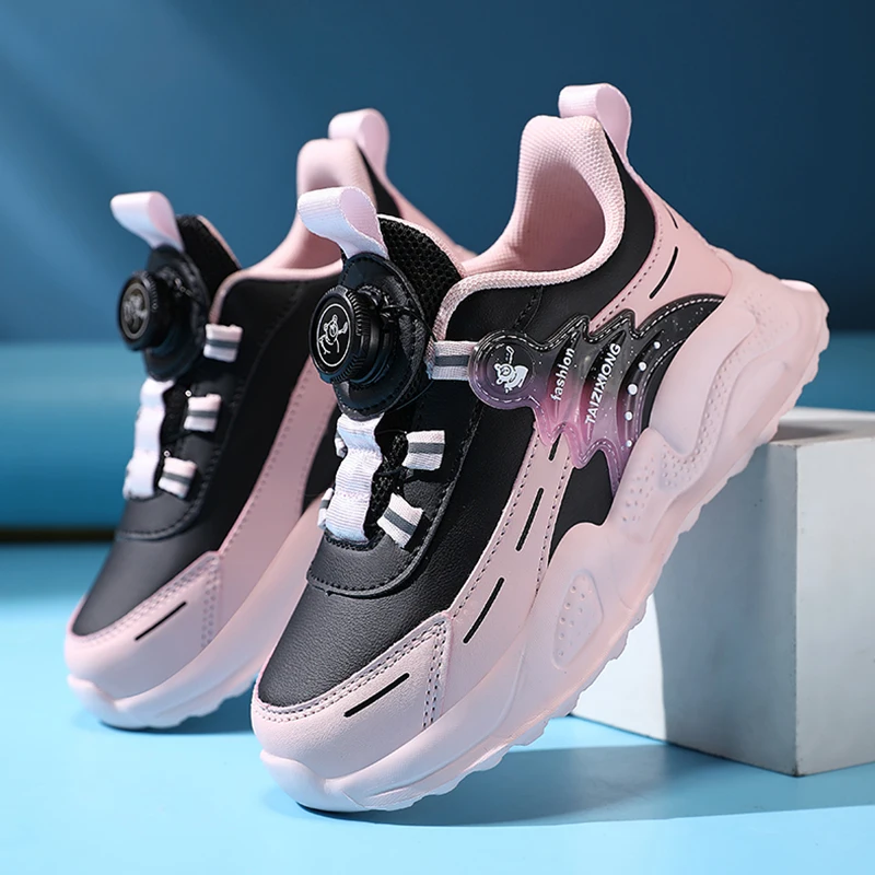 أحذية رياضية جلدية مضادة للانزلاق للأطفال للخريف والشتاء لعمر 5-16 سنة للأولاد والبنات خفيفة الوزن كاجوال للمشي والتنس #4