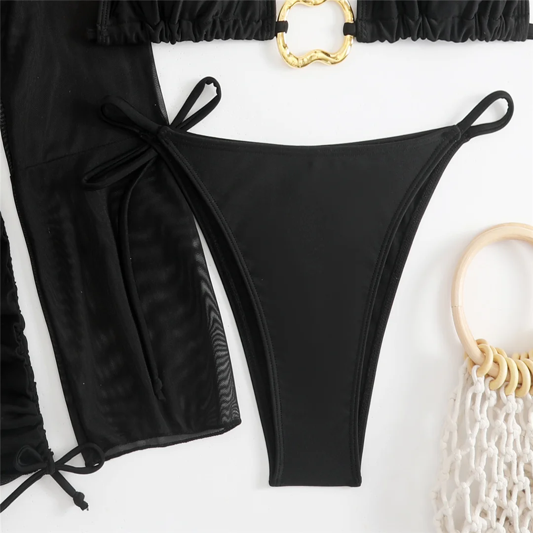 3-teiliges weißes Bikini-Set mit langen Ärmeln, Rock und Badeanzug für Damen, Badebekleidung, vierteiliges Bikini-Set, Badeanzug, Badebekleidung, Schwimmanzug V7015 – Detail 16