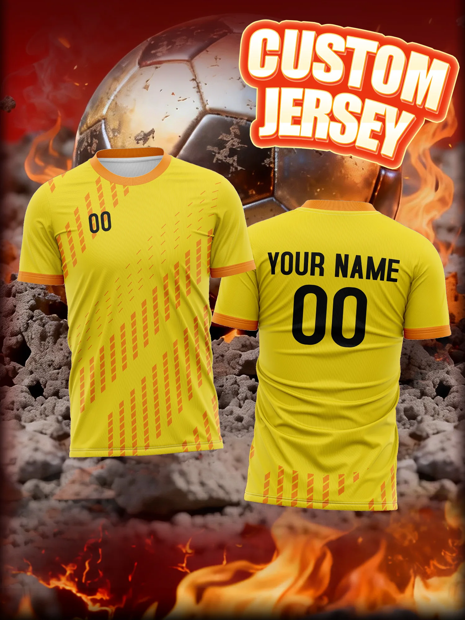 

Custom Image Number Name Soccer Jersey, Fine Breathable Mesh, High Airflow Football Wear