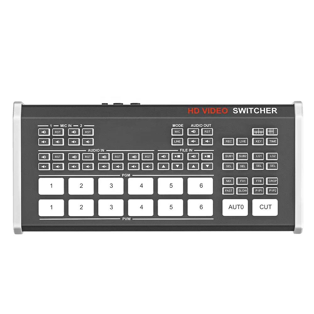

Professional video switcher 4 inputs Live Production switcher PGM recorder Multi-camera HD Live Streaming Video Switcher