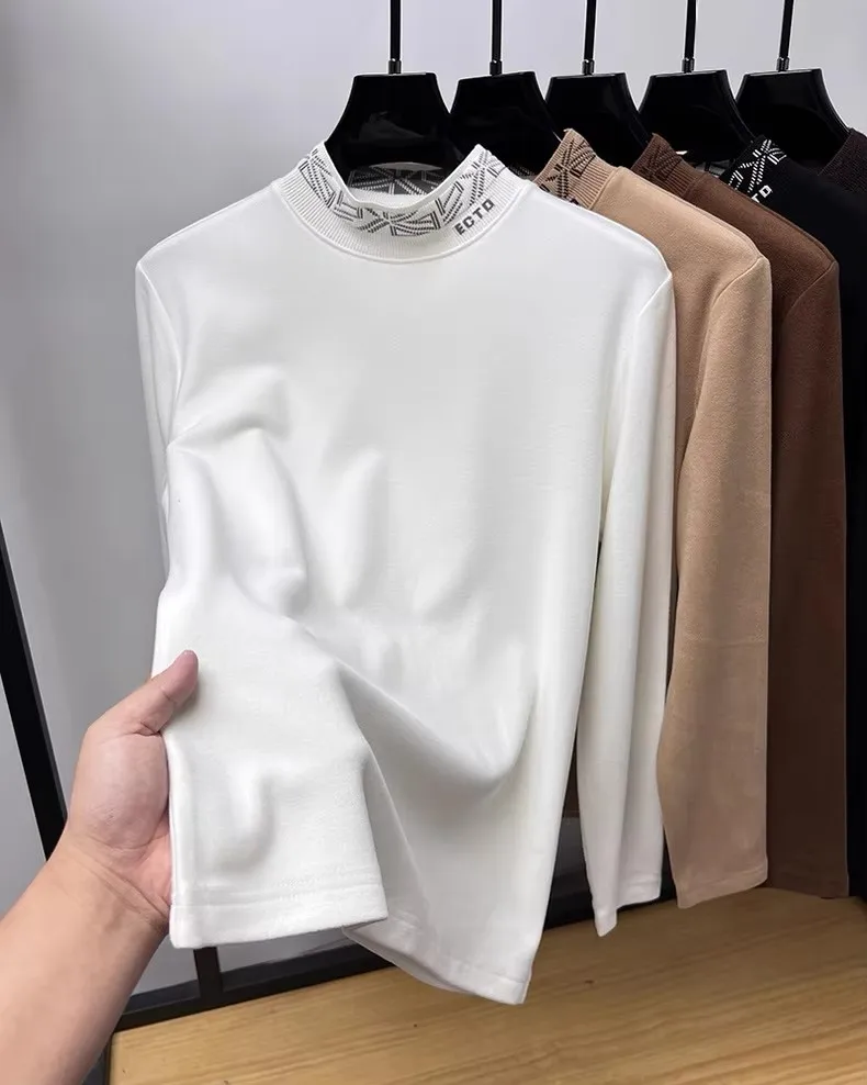 Высококачественная бутиковая футболка с круглым вырезом и вышивкой с длинными рукавами мужская осенне-зимняя новая трендовая брендовая корейская повседневная теплая футболка