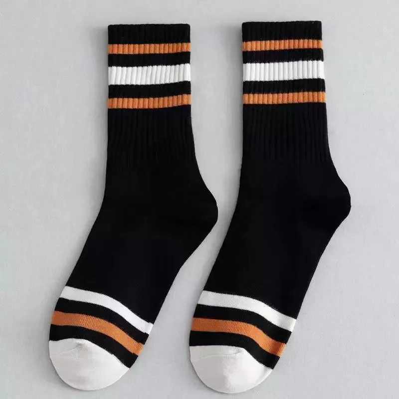 5/10 أزواج الرجال مخطط منتصف جوارب أنبوبية لون عصري حجب لينة مريحة امتصاص العرق تنفس وجوارب غير رسمية  #6