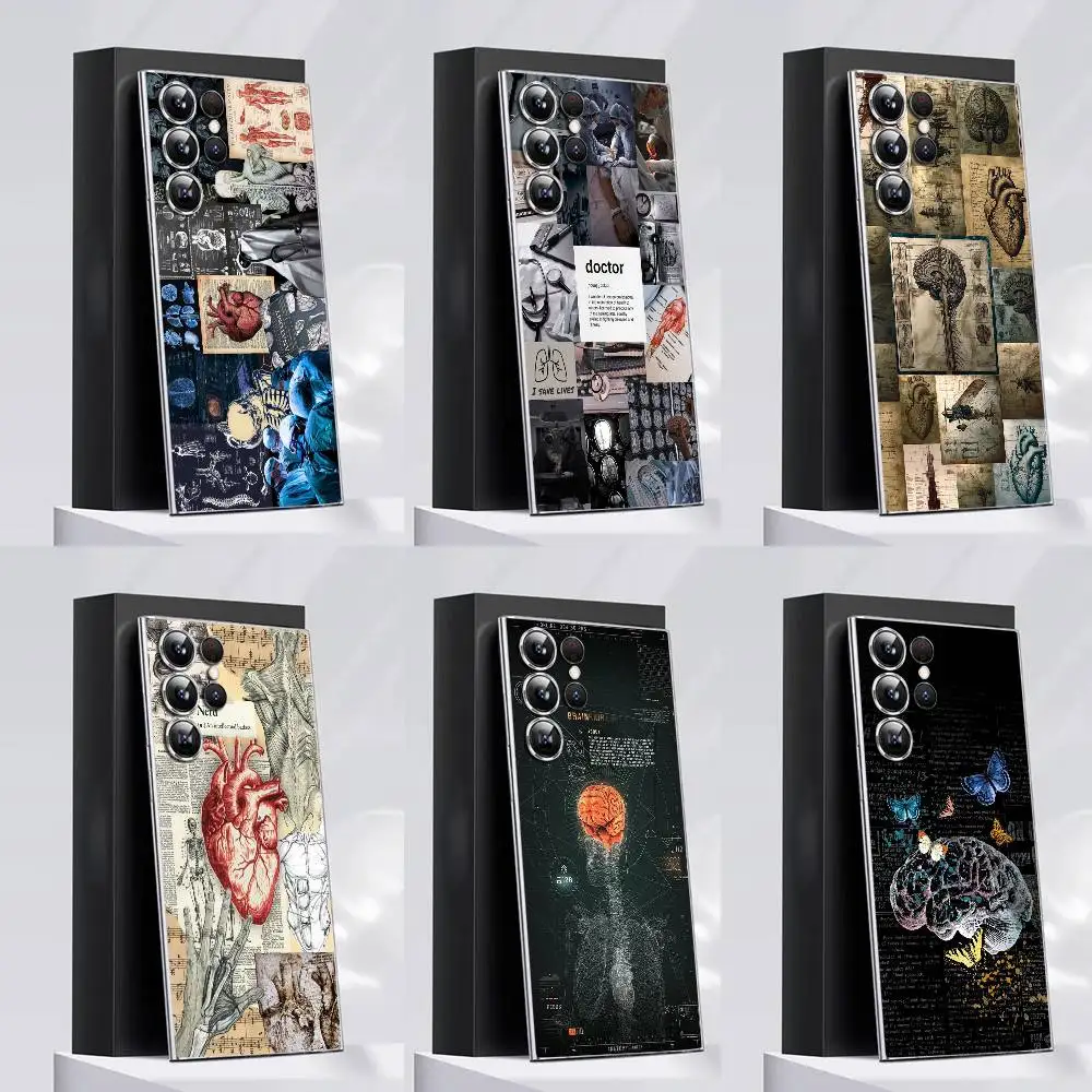 

Brain Heart Nerve Anatomy Psychology Phone Case For Samsung S30,25,24,23,21,22,20,10,5G,FE,lite,PIus,Ultra Transparent Cover