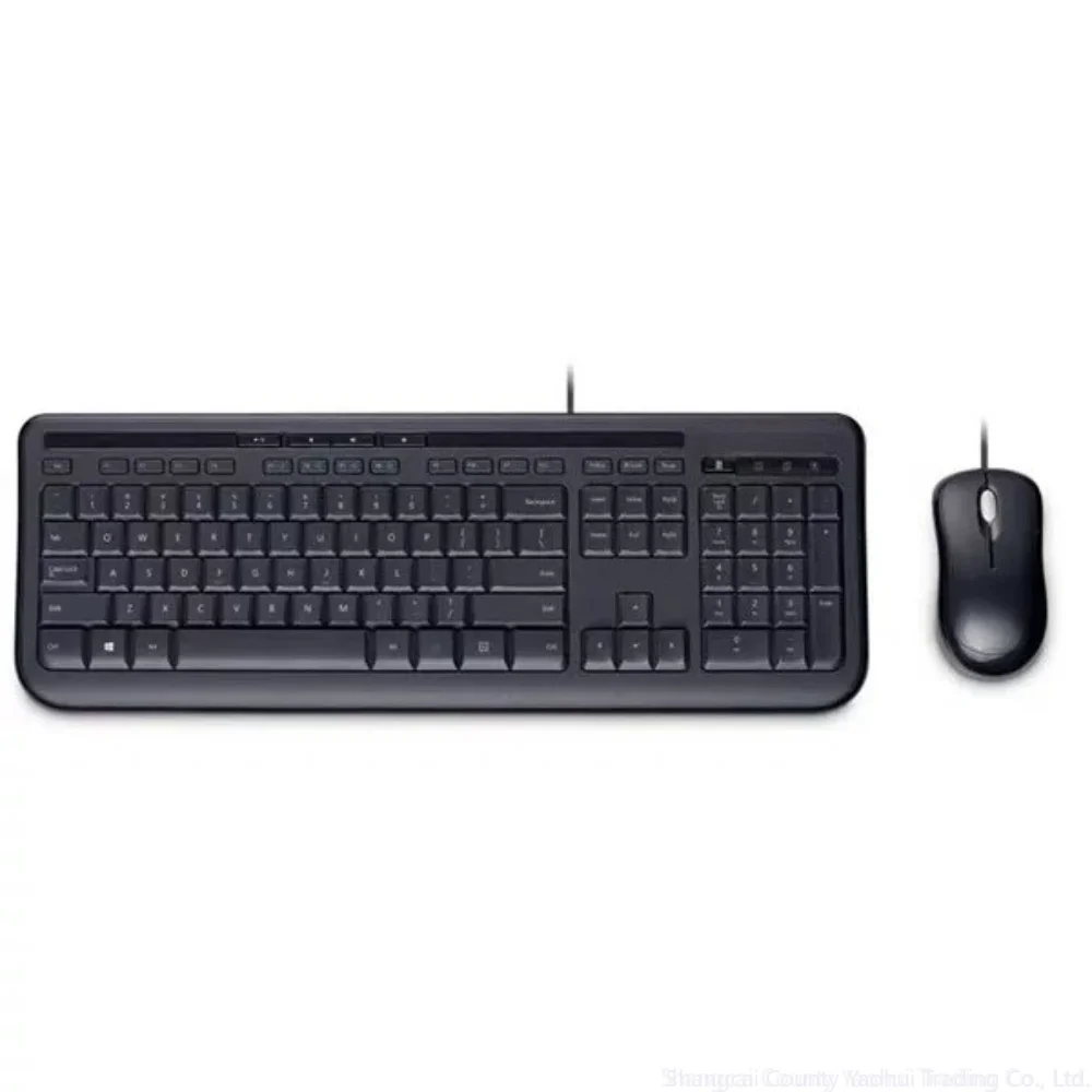For Microsoft 600 Wired Keyboard and Mouse Set Multimedia Silent Waterproof USB Combo for Office and Gaming Laptop Accessories