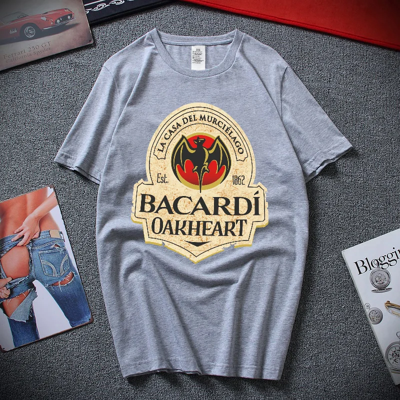 Summer New Cotton Tshirt For Man Oversized O-Neck Tees BACARDI 3D T Shirt Casual Streetwear Male\'s Short Sleeve Clothing Tops