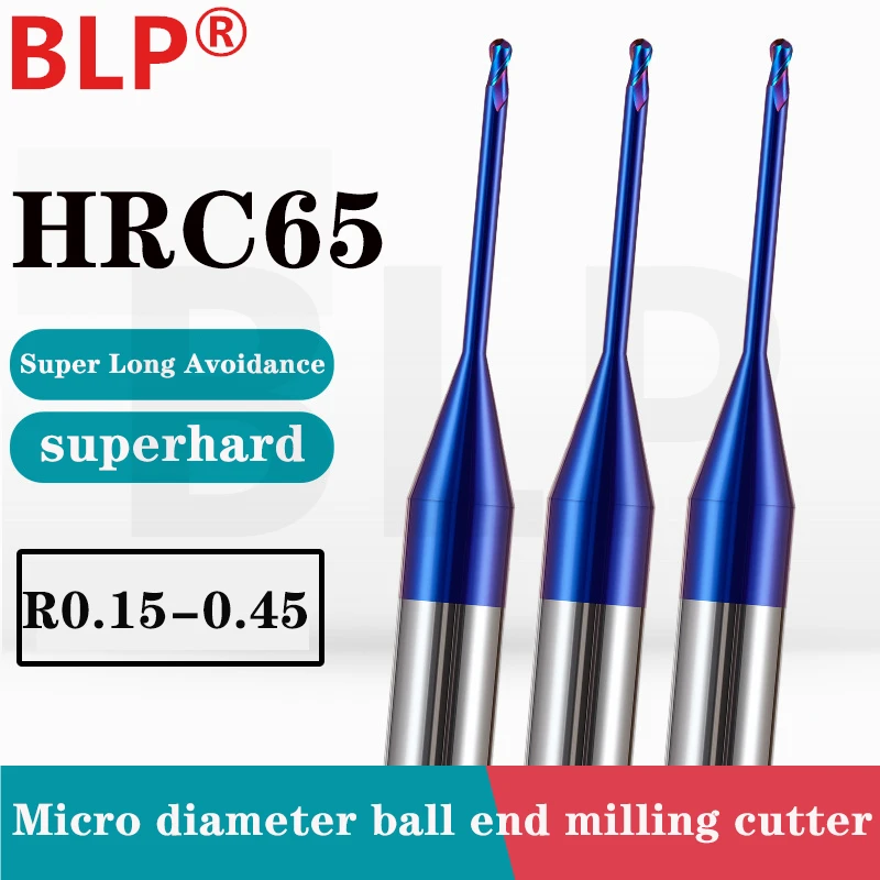 

HRC65 Tungsten Steel Carbide Blue Nano Coating 2-Flute Deep Groove Ball Nose Endmill CNC Machine Machining Milling Cutter