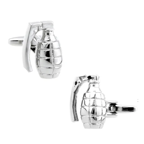 New Design Factory Price Retail Men\'s Cufflinks Copper Material Silver Colour Bullet Design Enamel Cuff Links