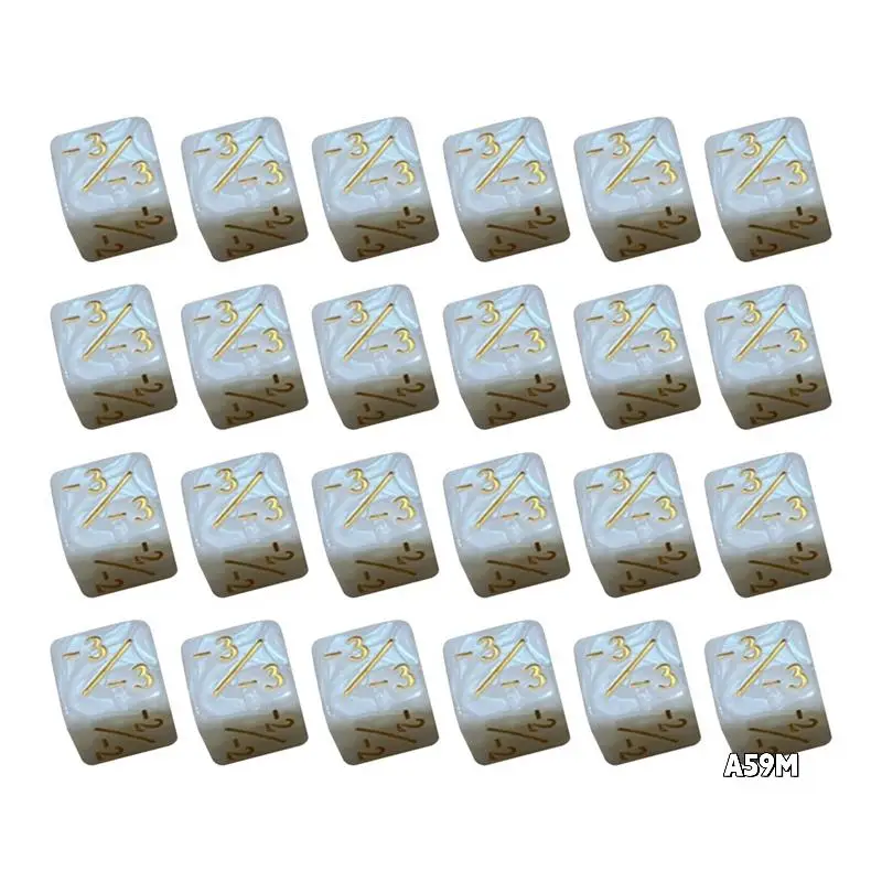 

24Pcs MTG Dice Counters Marker Tokens Acrylic Dice-Cubes +/- D6 Card Game Accessories Kids Learning (White)