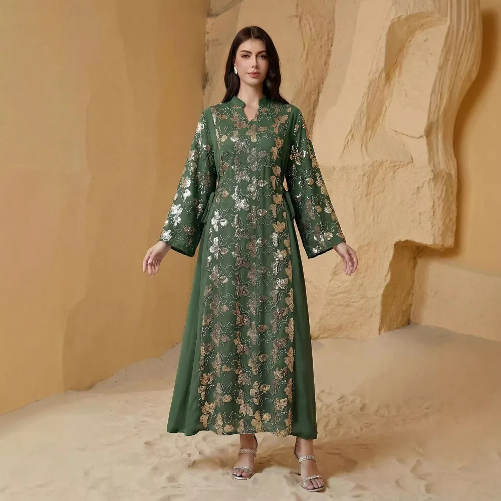 Eid Muslim Party Dress for Women Jalabiya Abaya Ramadan Long Dresses Abayas Woman Embroidery Kimono Robe Caftan Vestidos 2024