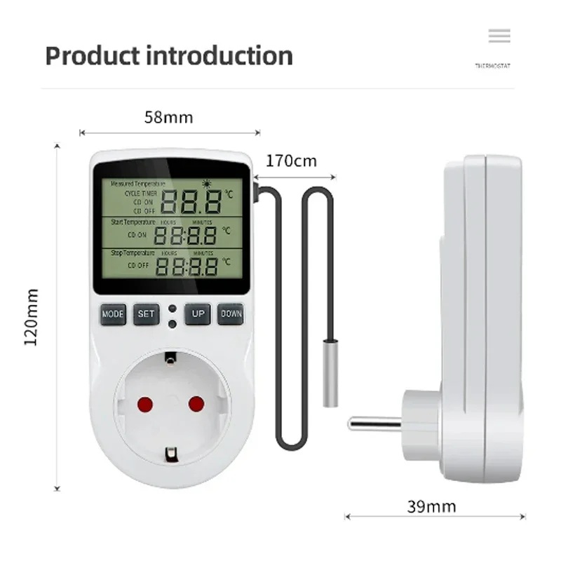 Timer Socket Thermostat Digital Temperature Controller EU/US/FR/UK Plug Outlet With Timer Switch Heating Cooling AC 110V~230V