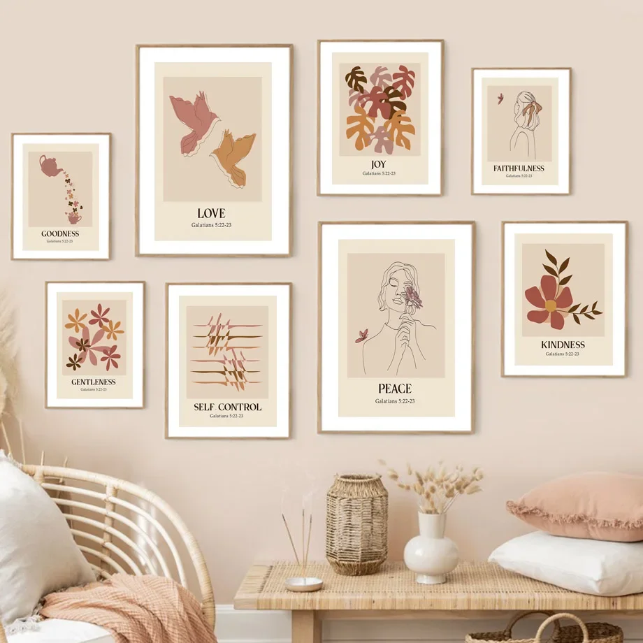 

Abstract Girl Flower Monstera Hourglass Dove Wall Art Canvas Painting Nordic Posters And Prints Wall Pictures Living Room Decor